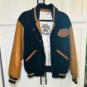 Vintage Etienne Aigner Black and Tan Varsity Jacket